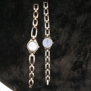 Bundle Of Fossil 2 Silver Watches with Blue Dial Es9090 Es9021